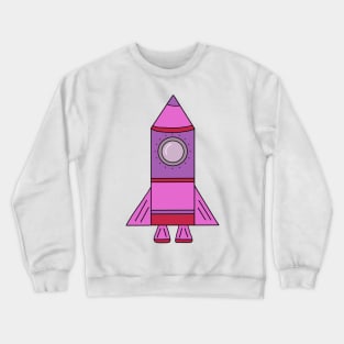 Cute Pink Rocket Ship Pattern Crewneck Sweatshirt